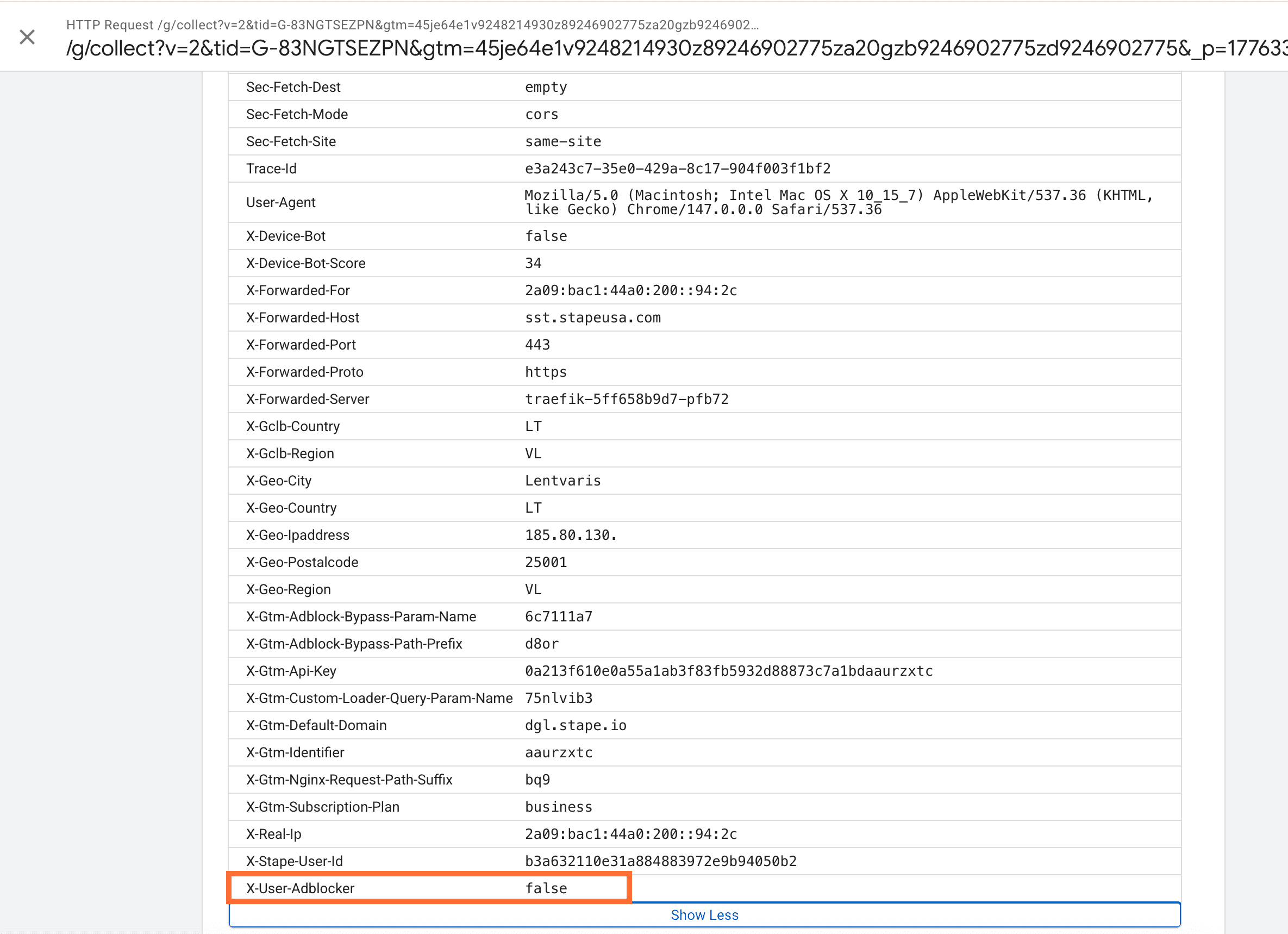 it’ll show true if an ad blocker is active, or false if it isn’t