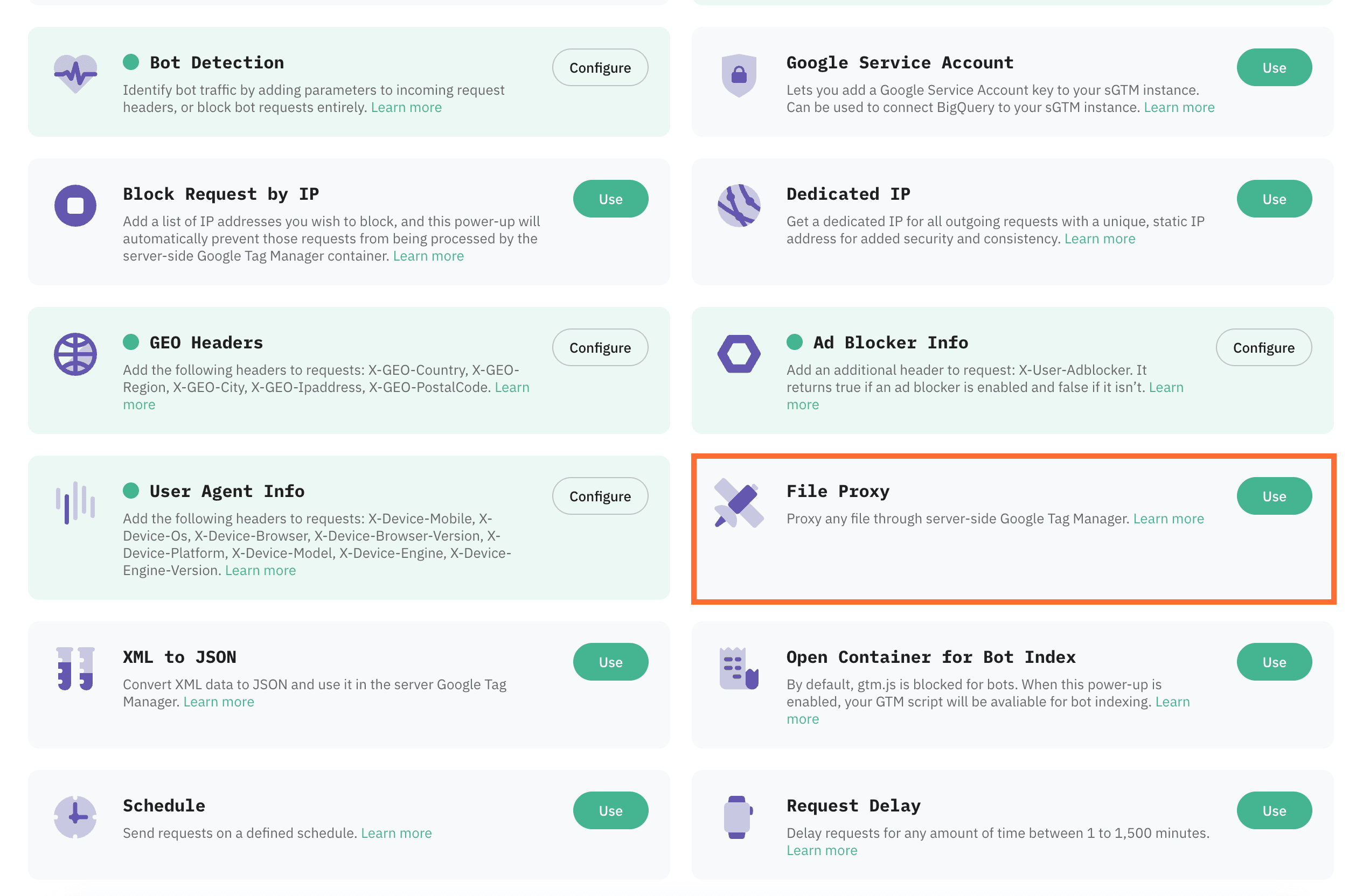 Click Use next to the File Proxy panel.