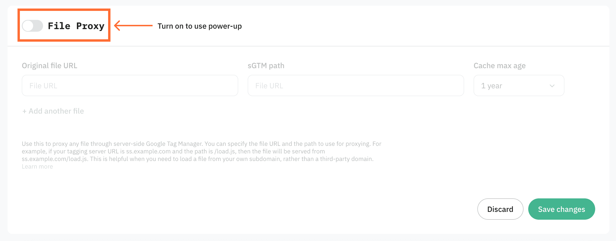 Toggle the File Proxy switch to enable it