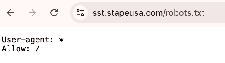 Open the robots.txt page of your Stape sGTM container.