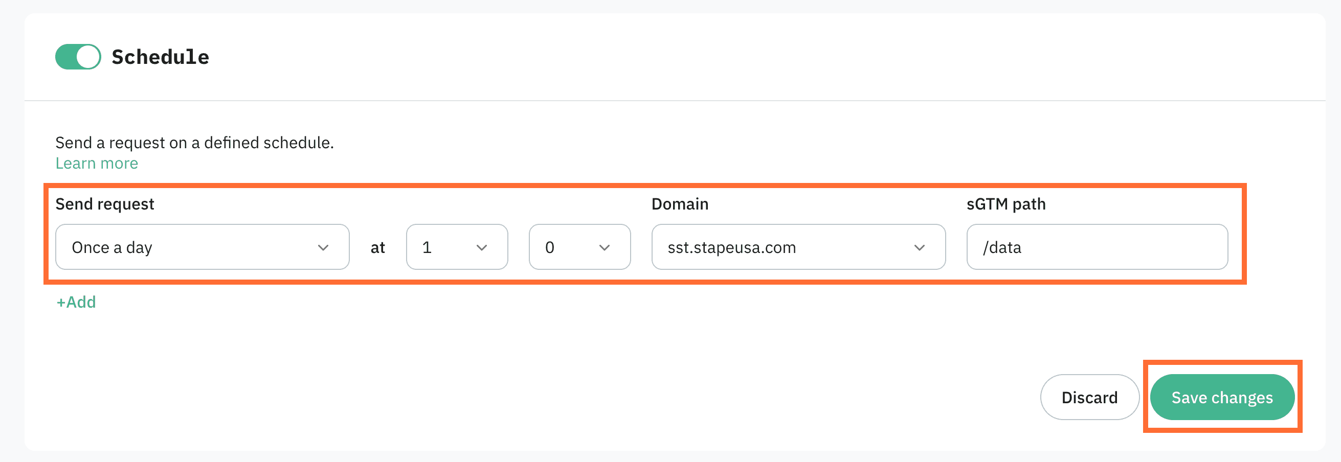 Configure the request schedule