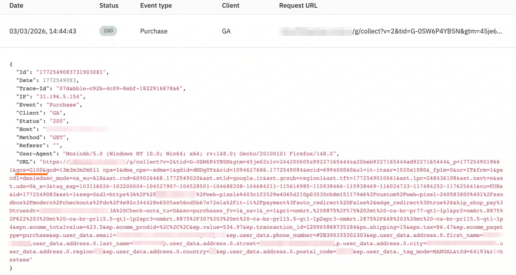 The parameter value is stored in the request URL
