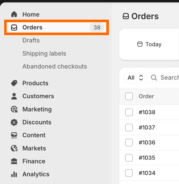Check the orders in your Shopify account over a specific date.