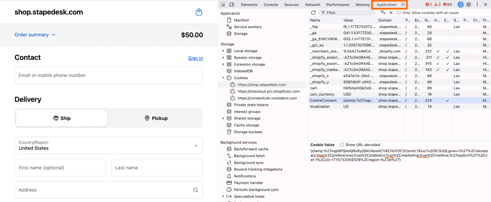 check whether your CMP sends consent status