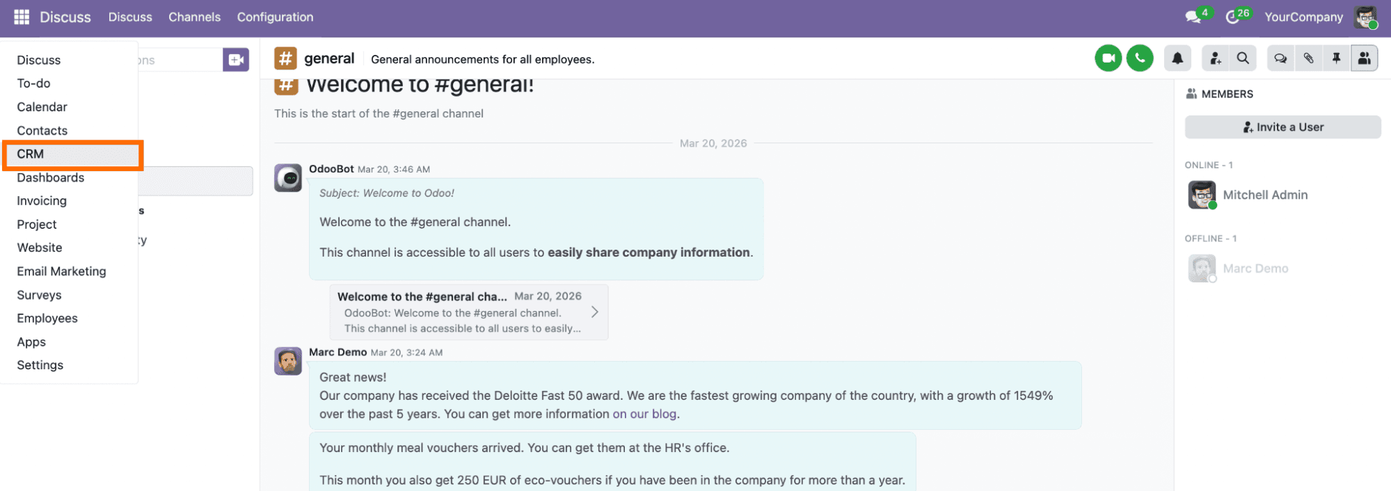 open the CRM module
