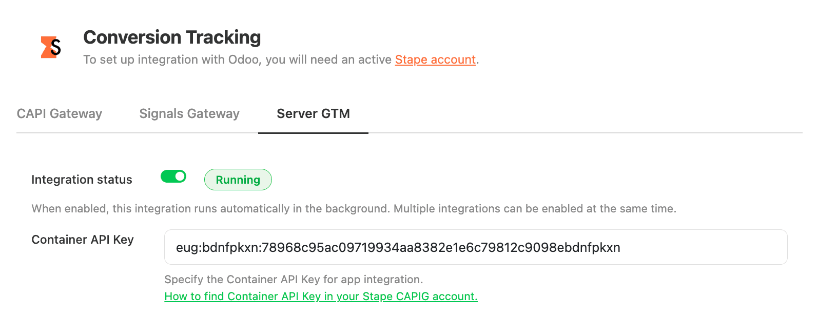 Stape account data