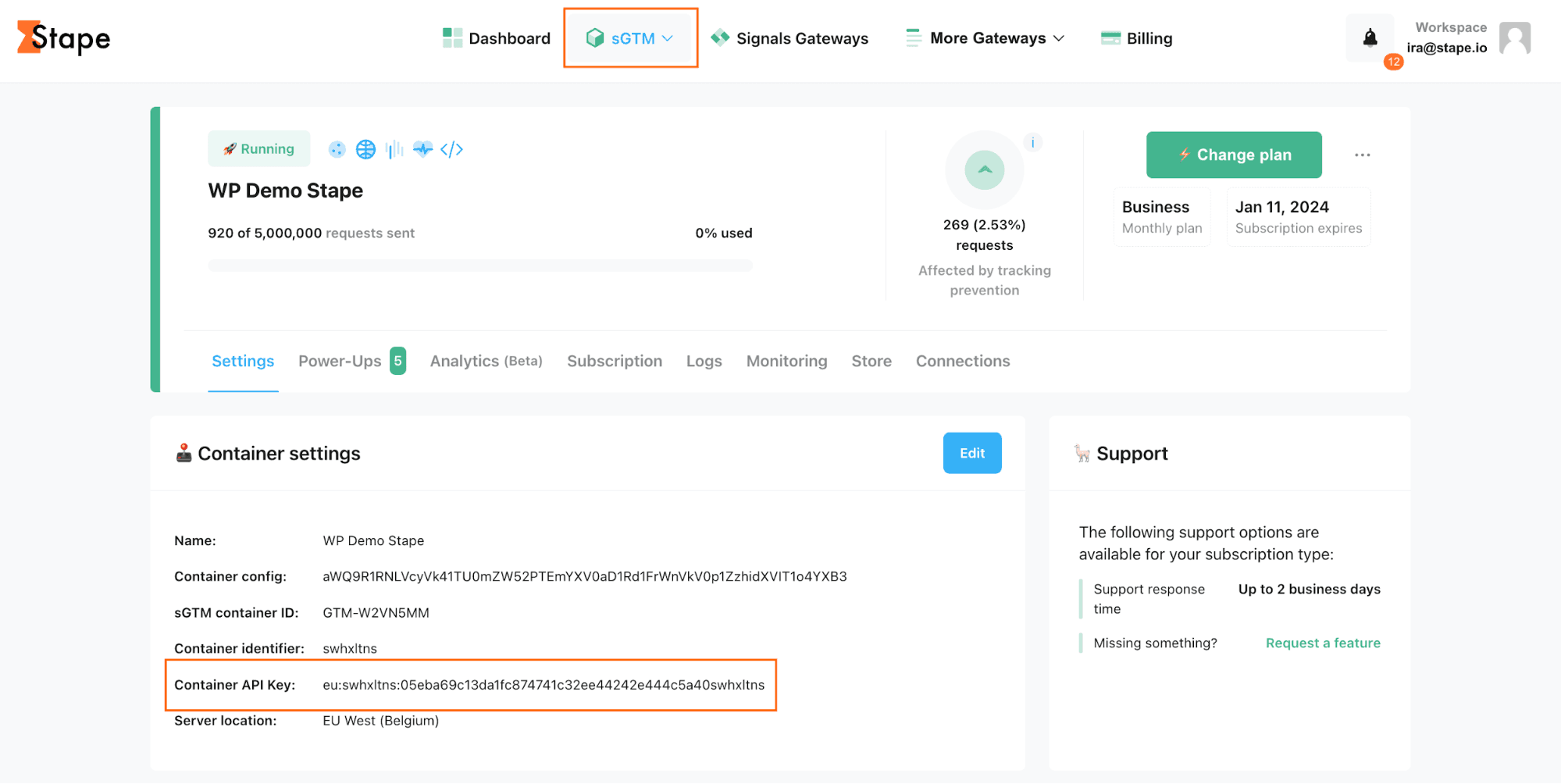 Container API Key