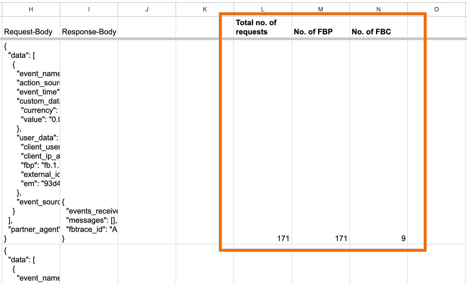 Google Sheet example