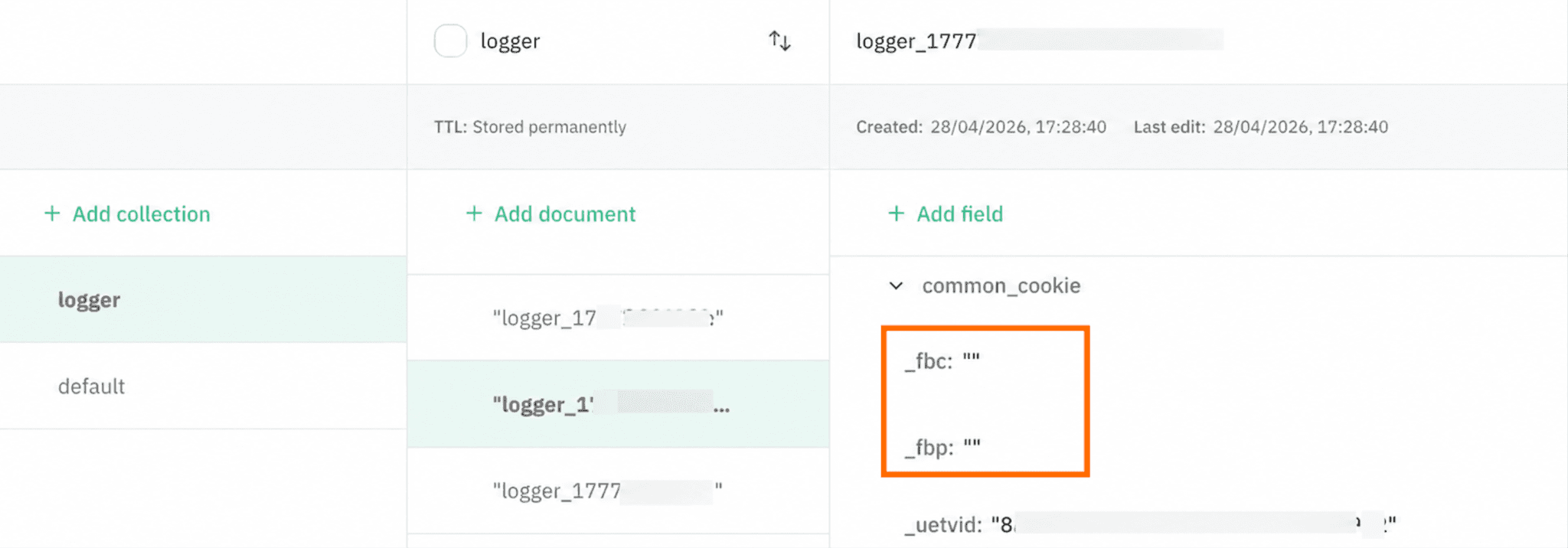 Blank fbc and fbp parameters