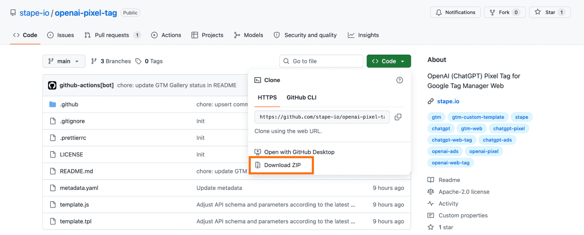 OpenAI pixel tag in github