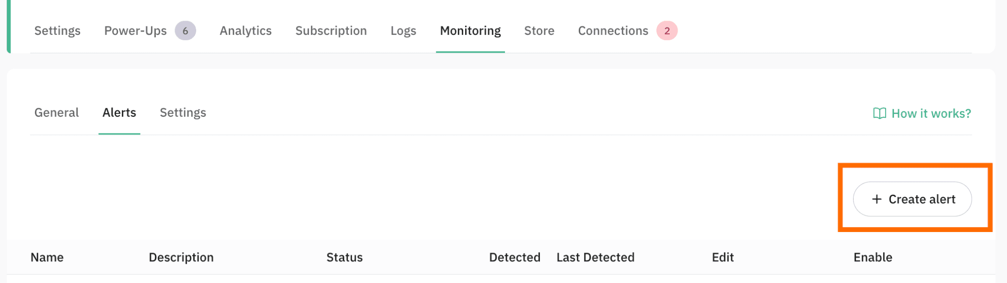 "Create Alert" button