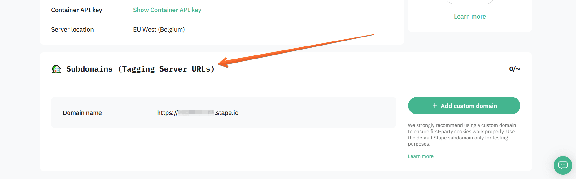 Subdomains (Tagging Server URLs) 