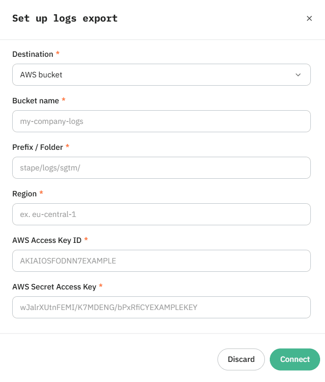 Connect Stape Logs to your cloud storage
