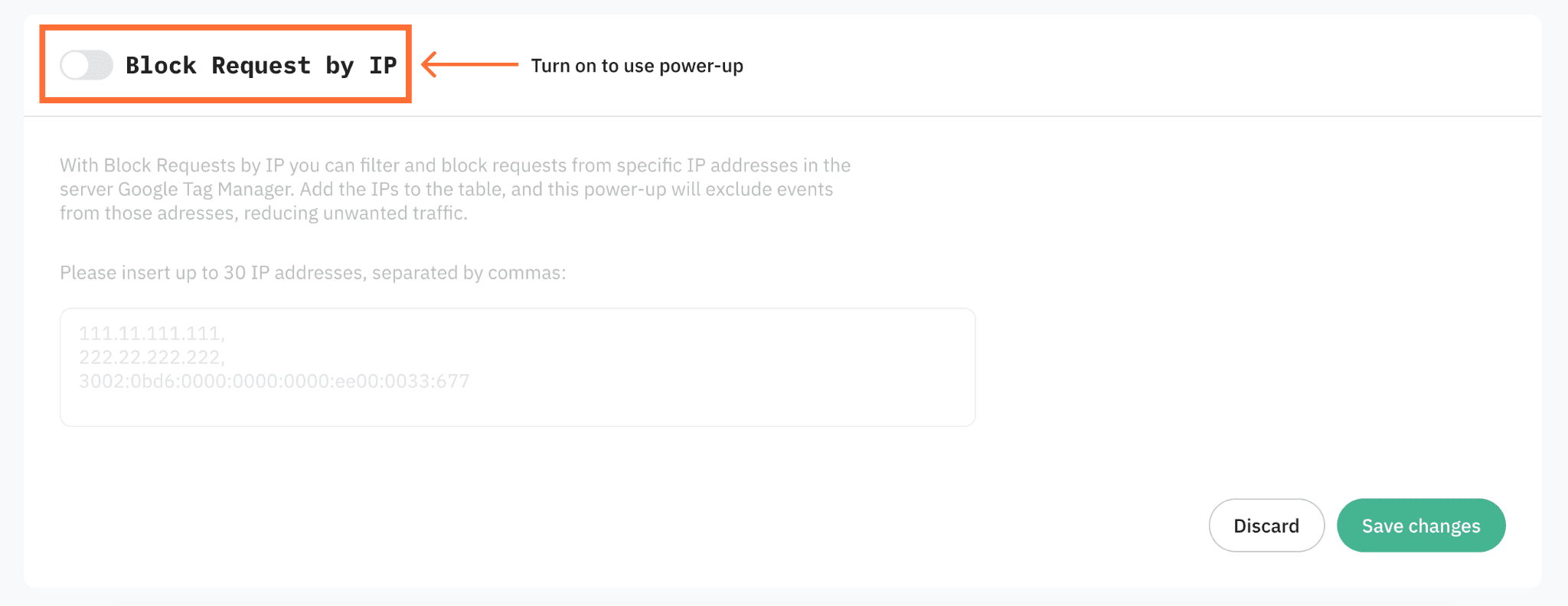 Block Request by IP toggle