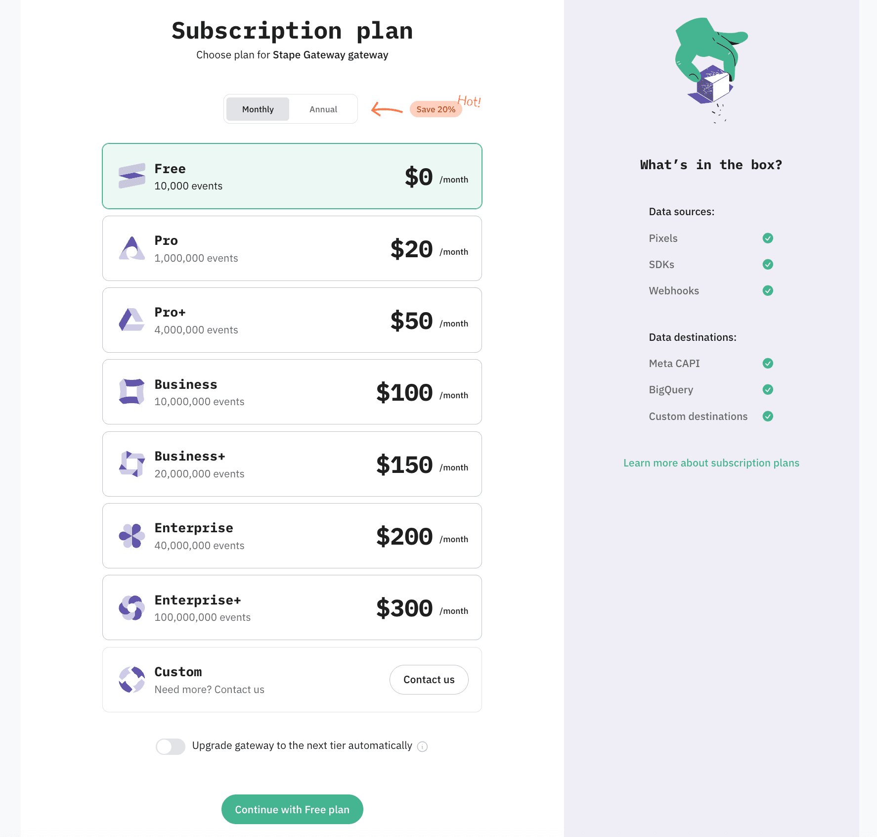 Select a subscription plan
