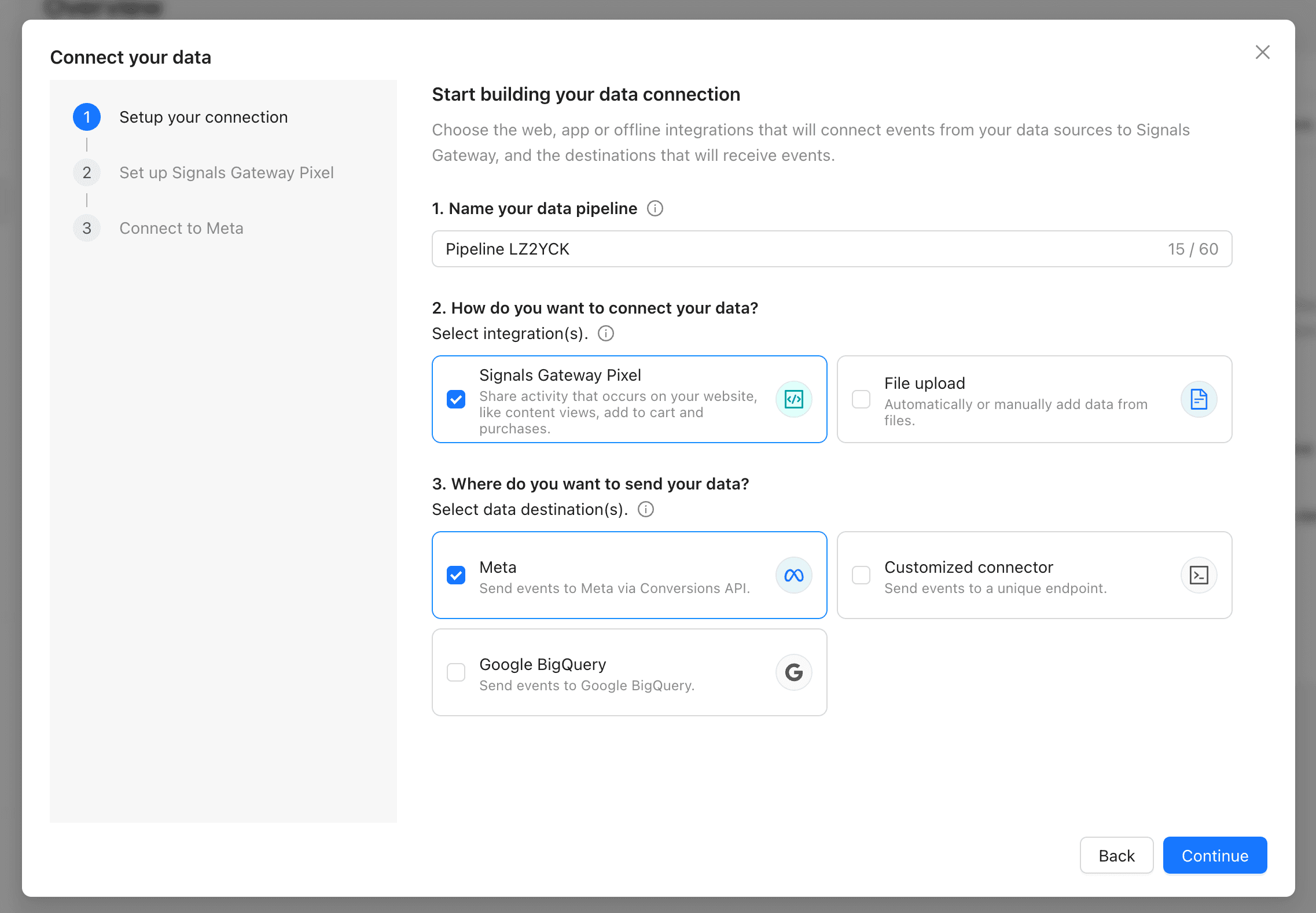 Start building your data connection