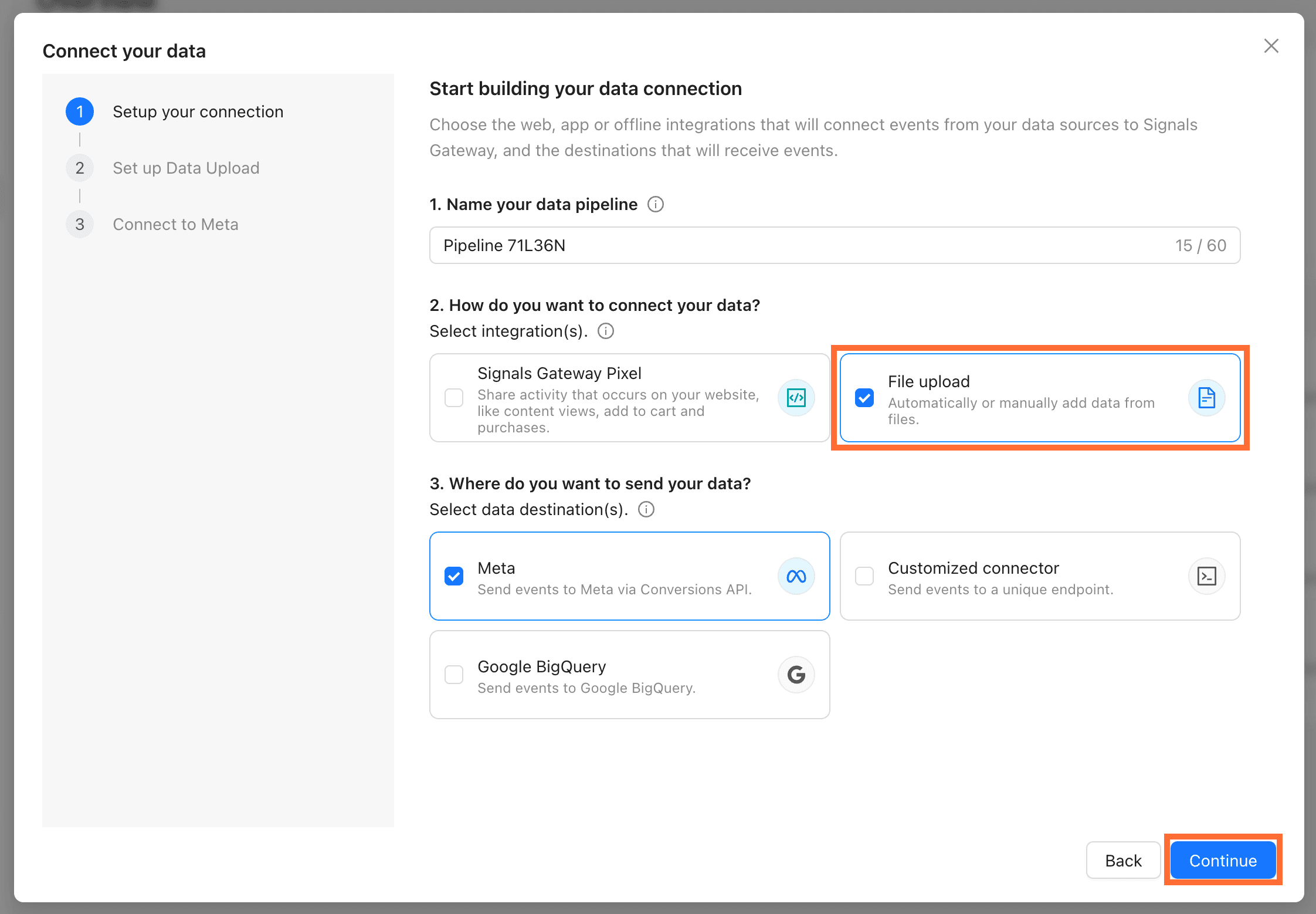 File upload data source