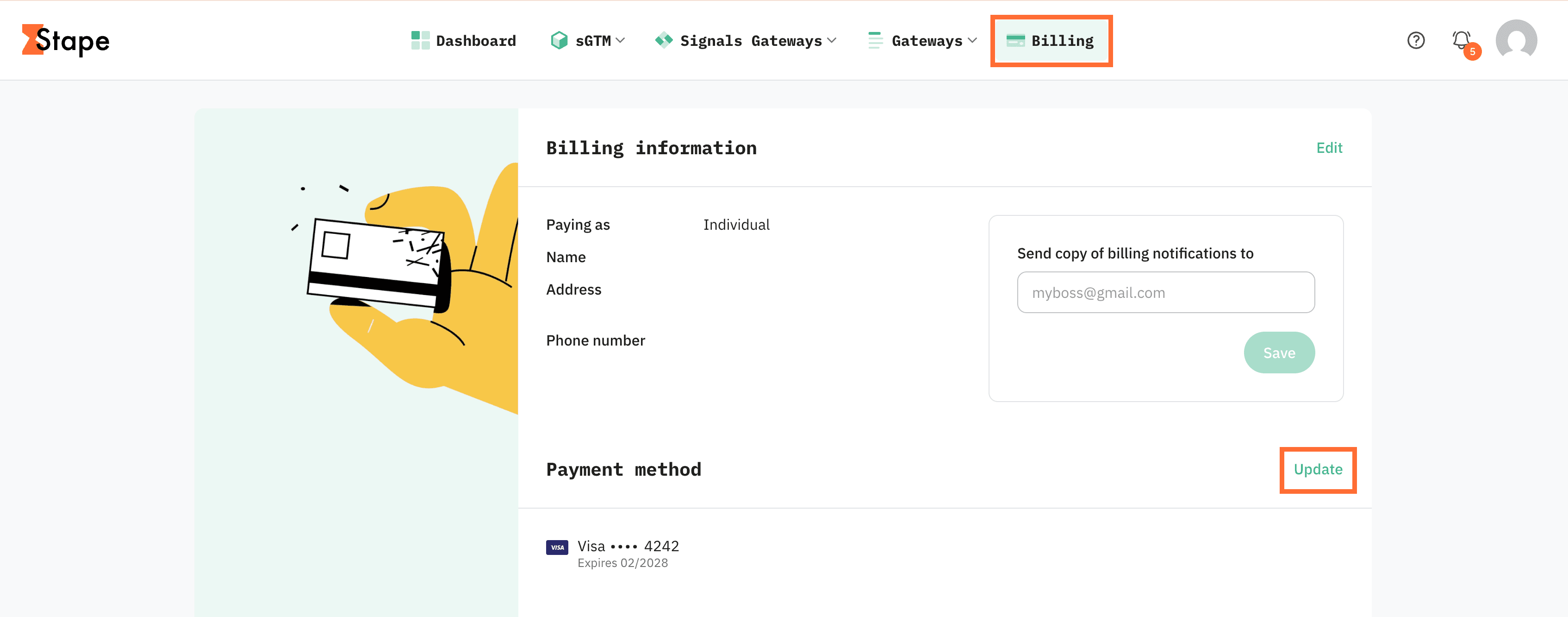 Update payment method