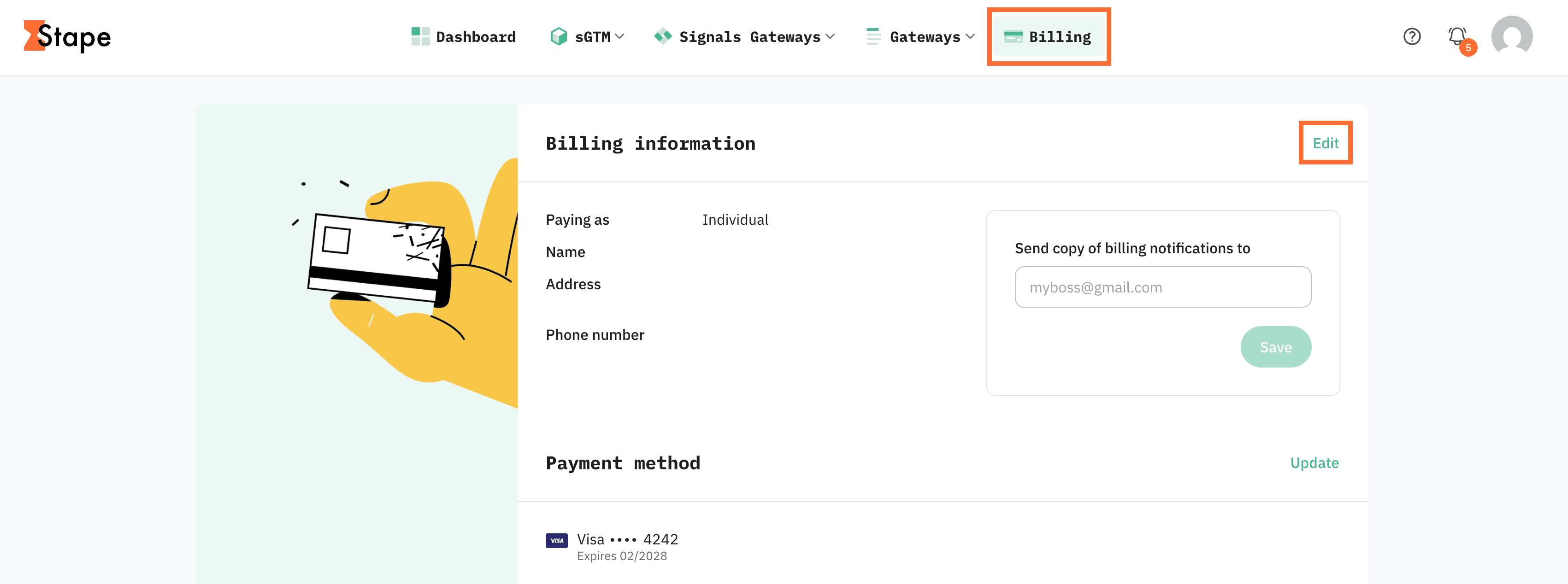 Edit billing info