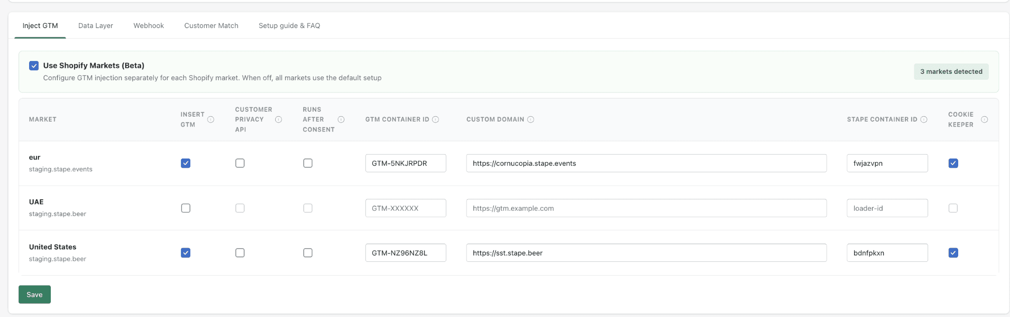 GTM injection config
