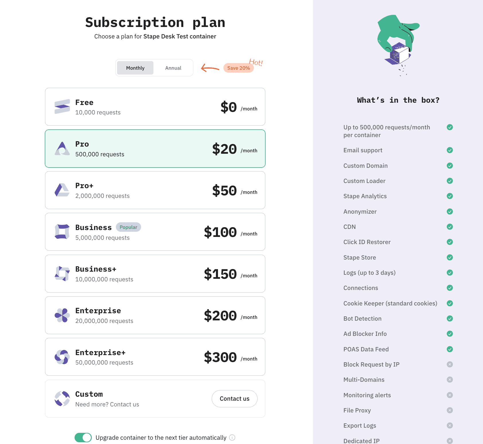 Stape pricing plans