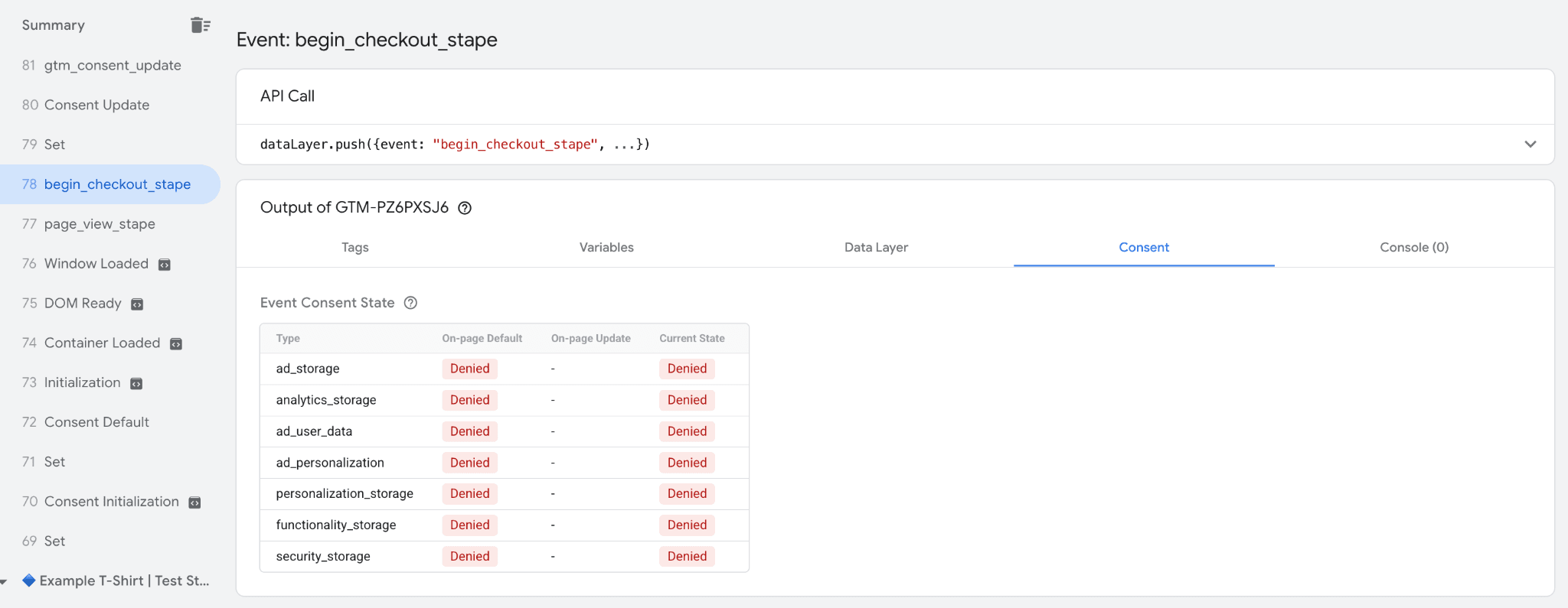Status "Denied" as the default and current status