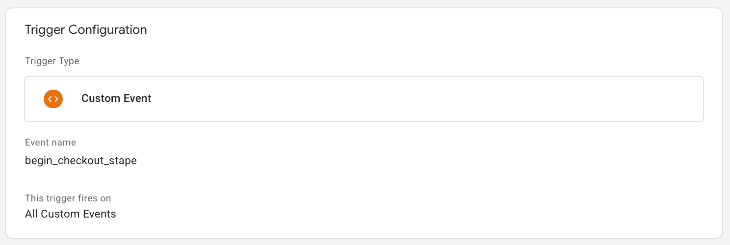 Begin checkout trigger config
