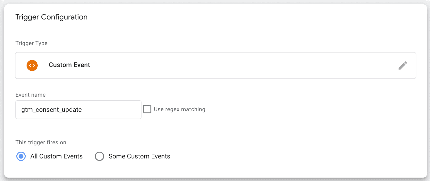 Consent update trigger config