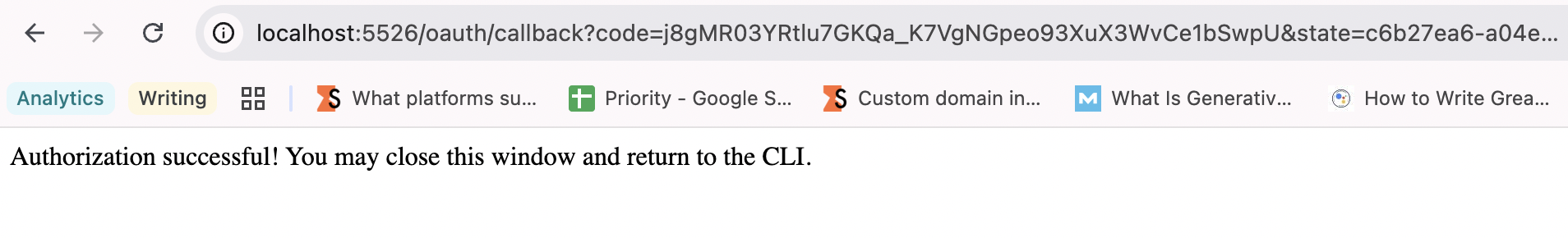 Successful authorization