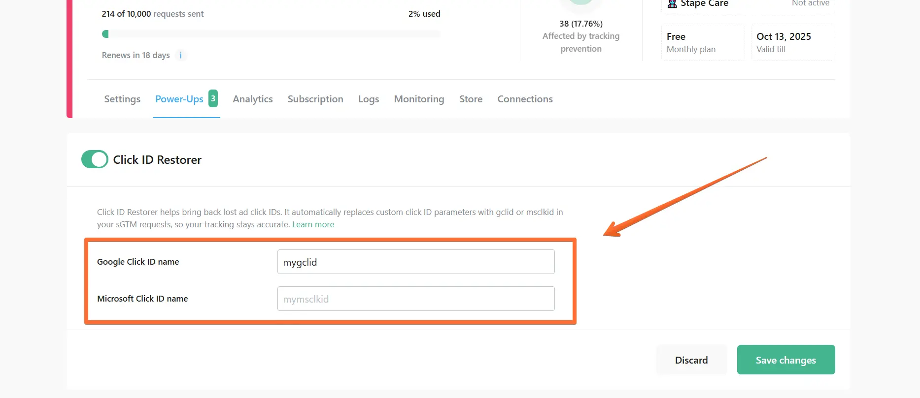 Enter your click ID query parameter