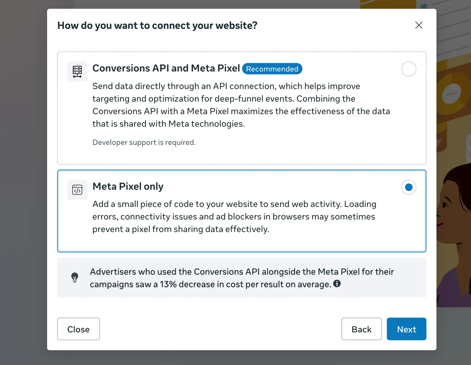 Meta Pixel only option