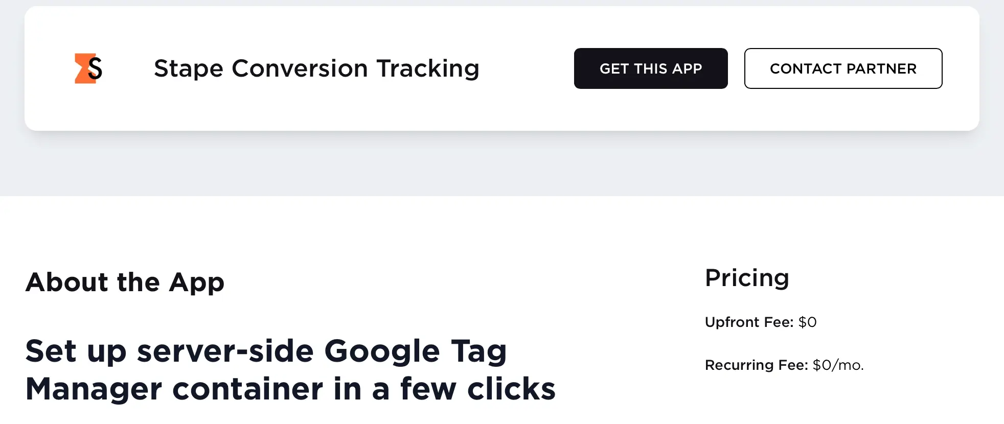 Stape Conversion Tracking app in the BigCommerce marketplace