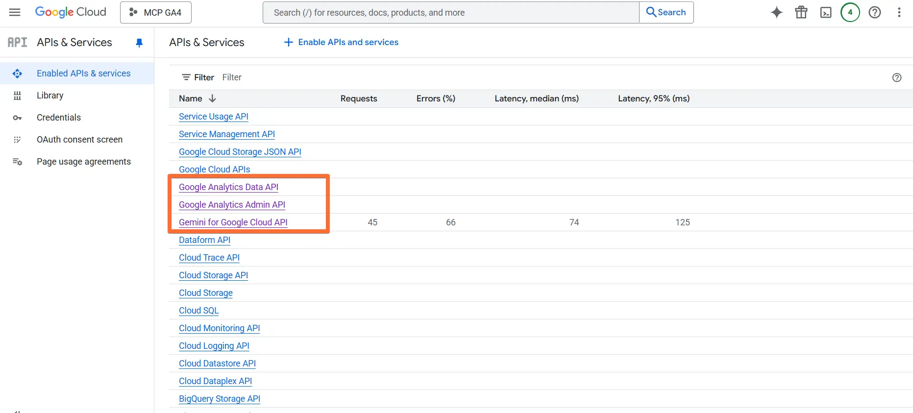 Enable APIs in Google Cloud