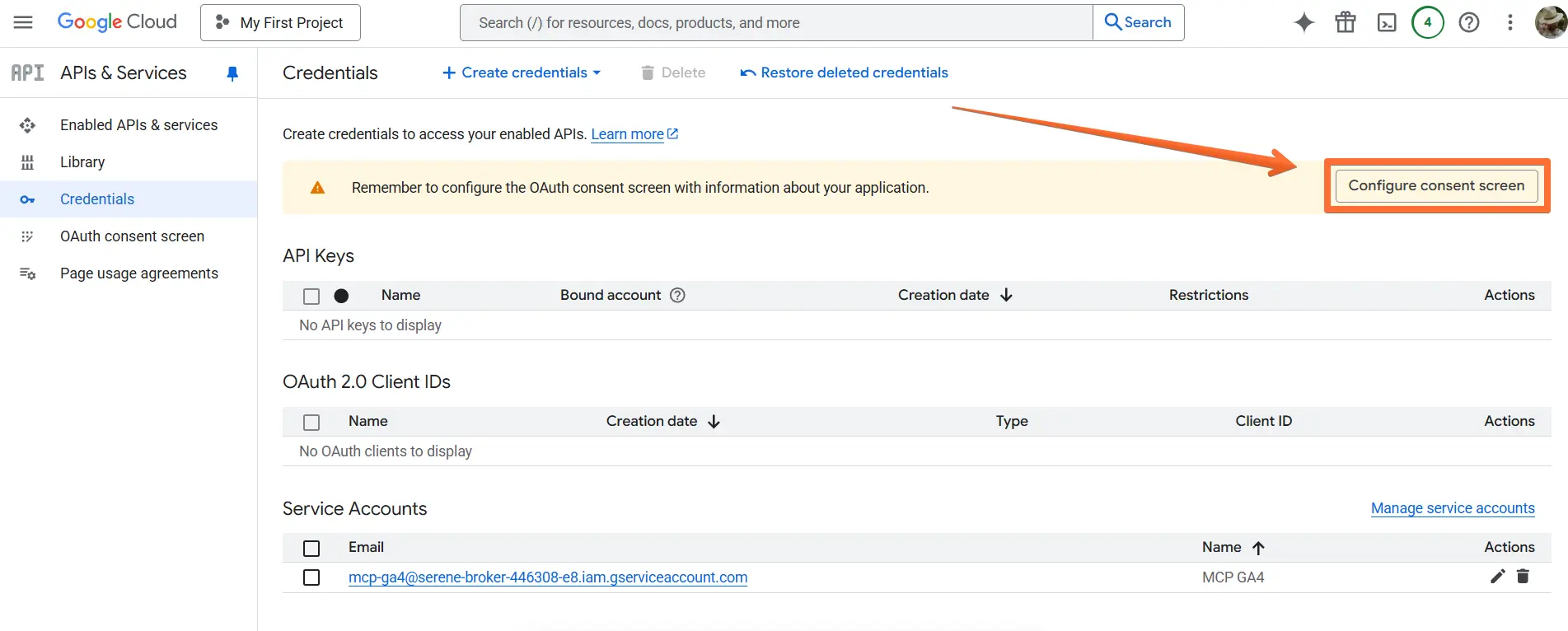 Configure consent screen
