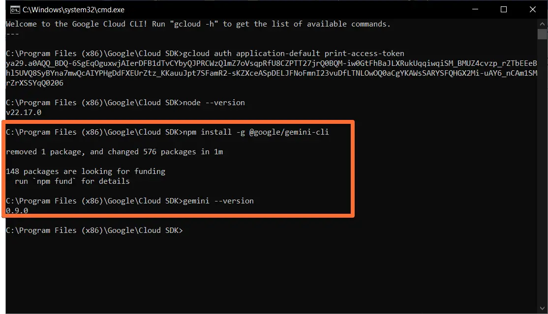 Install Gemini CLI from npm