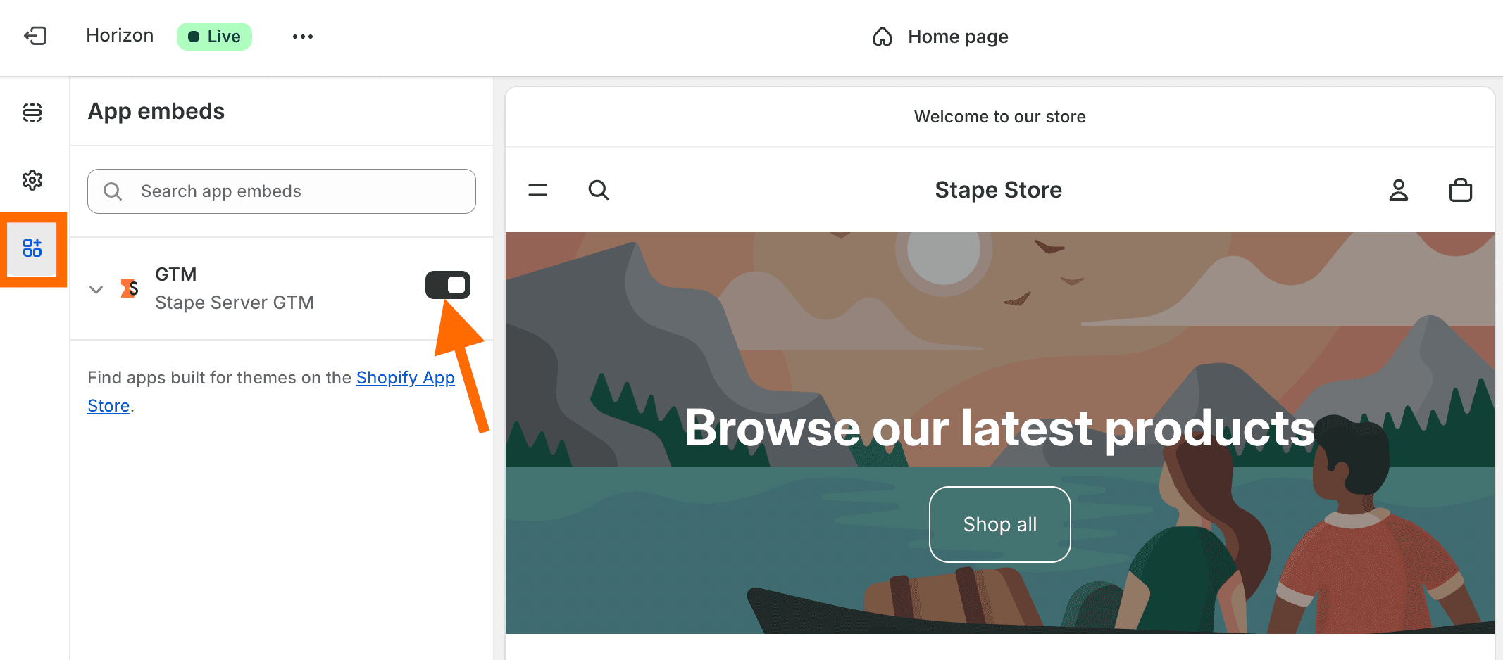 Stape Conversion Tracking app toggle