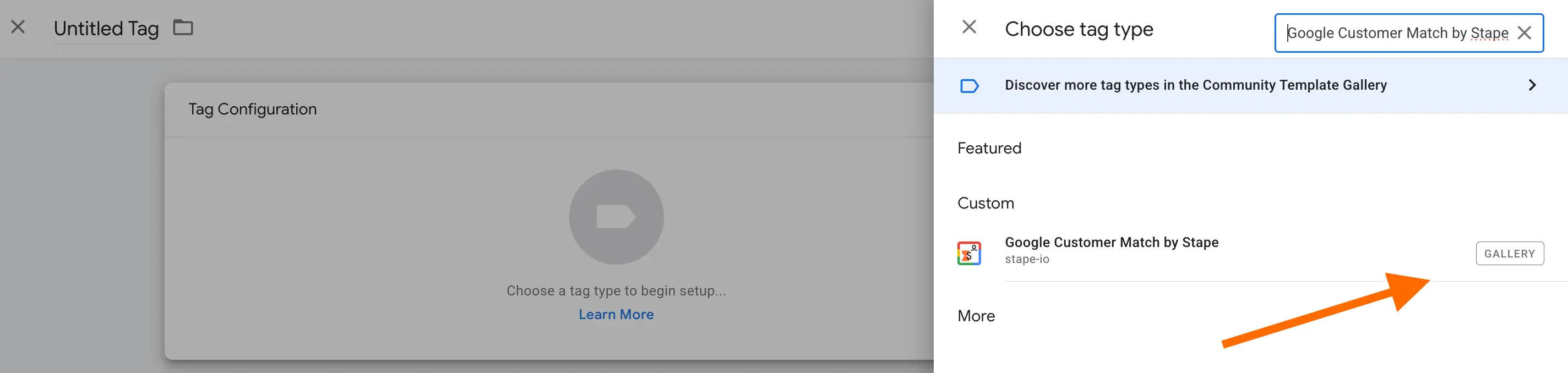 Google Customer Match by Stape as tag type