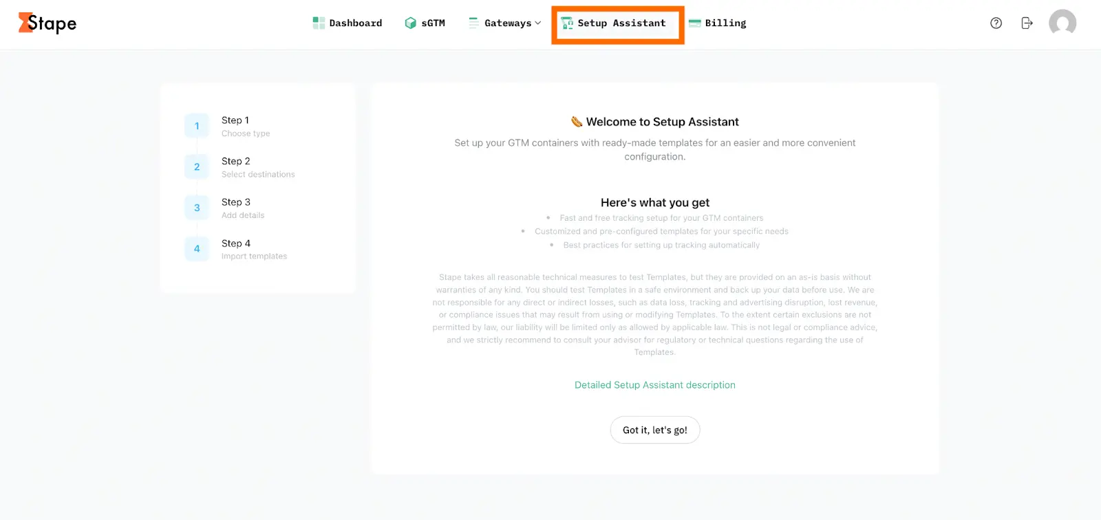 Setup Assistant in the menu