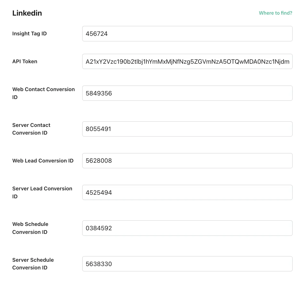 LinkedIn fields configuration for lead generation type