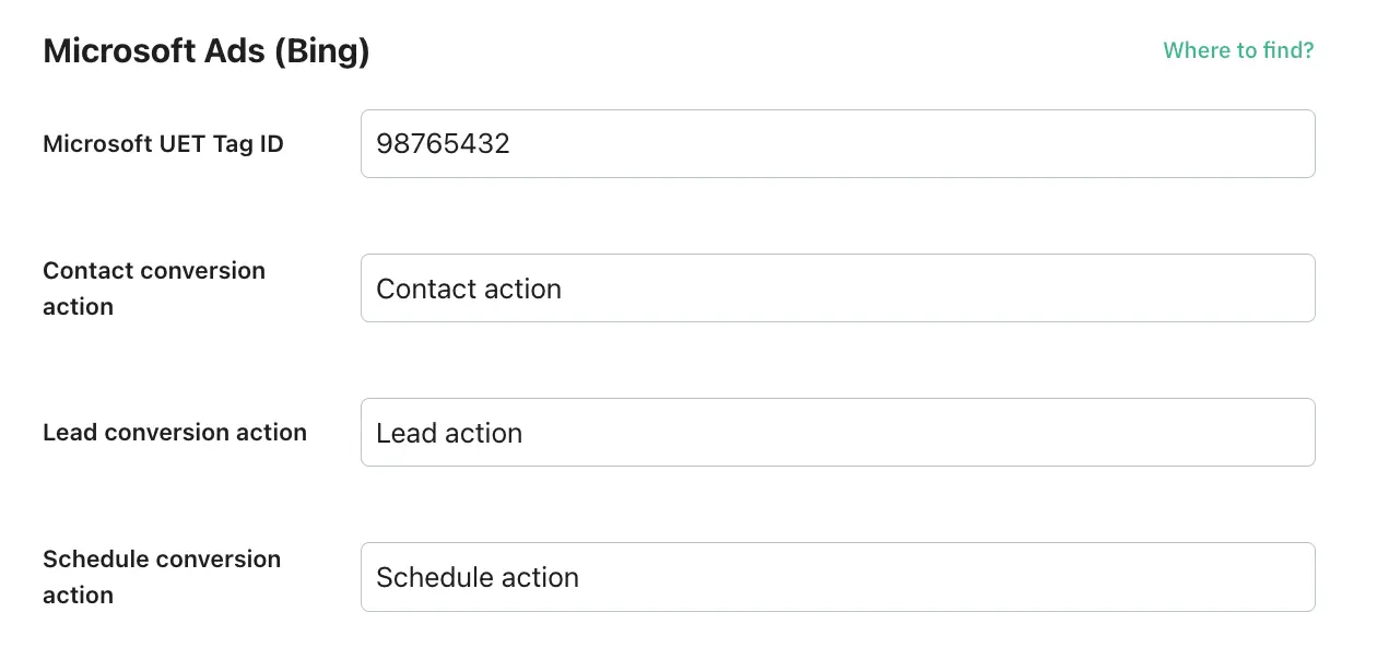 Microsoft fields configuration for lead generation type