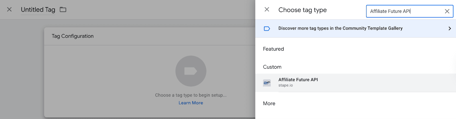 Affiliate Future as a tag type