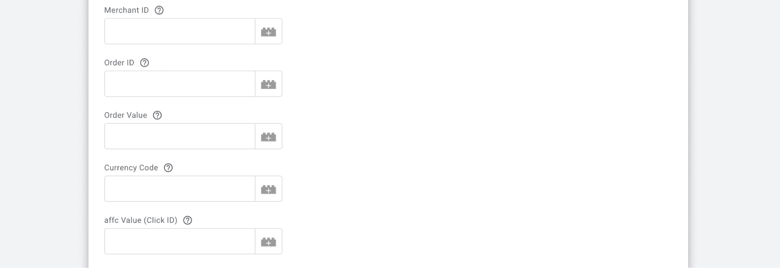 Main parameters form 