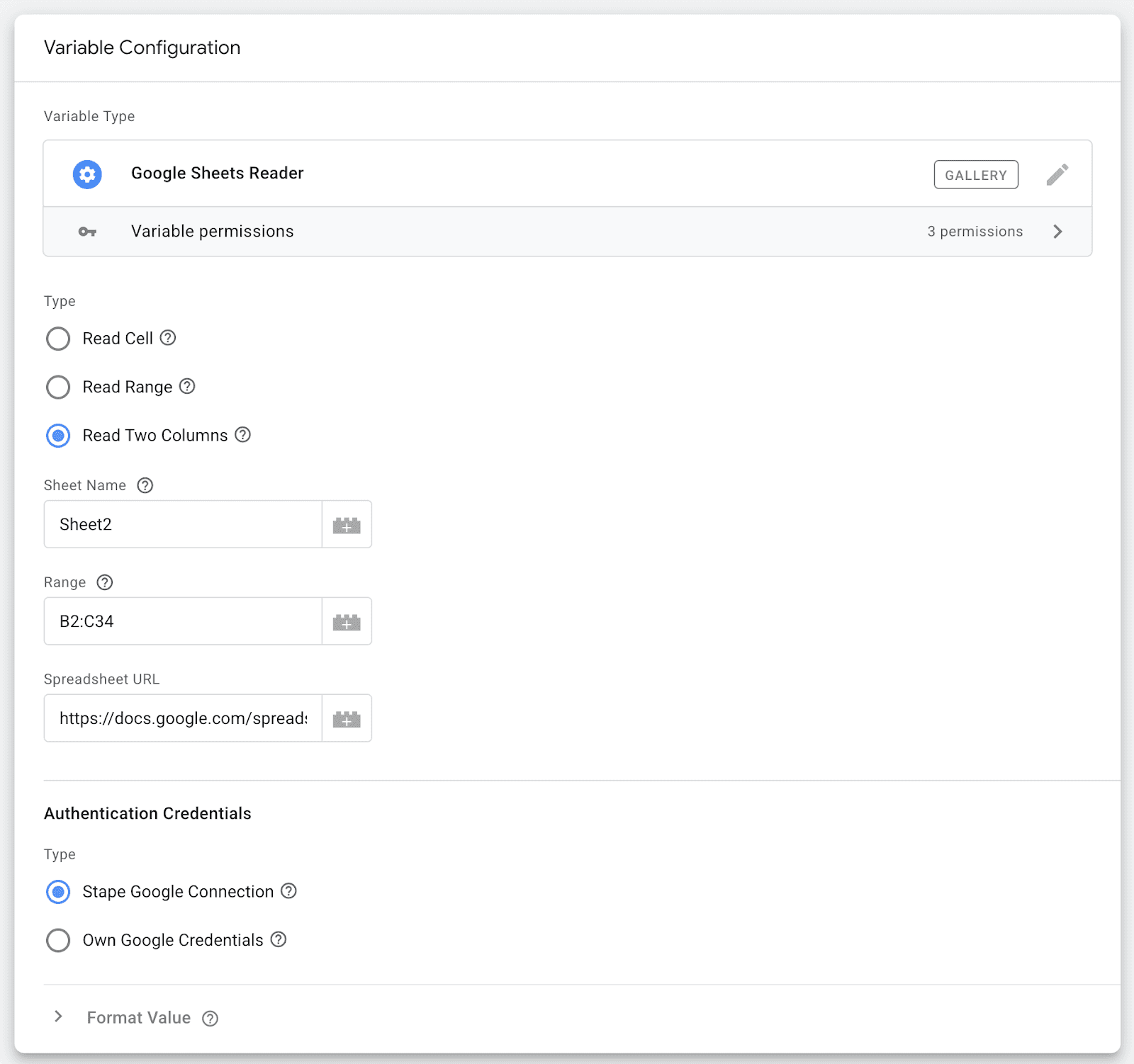 Variable configuration
