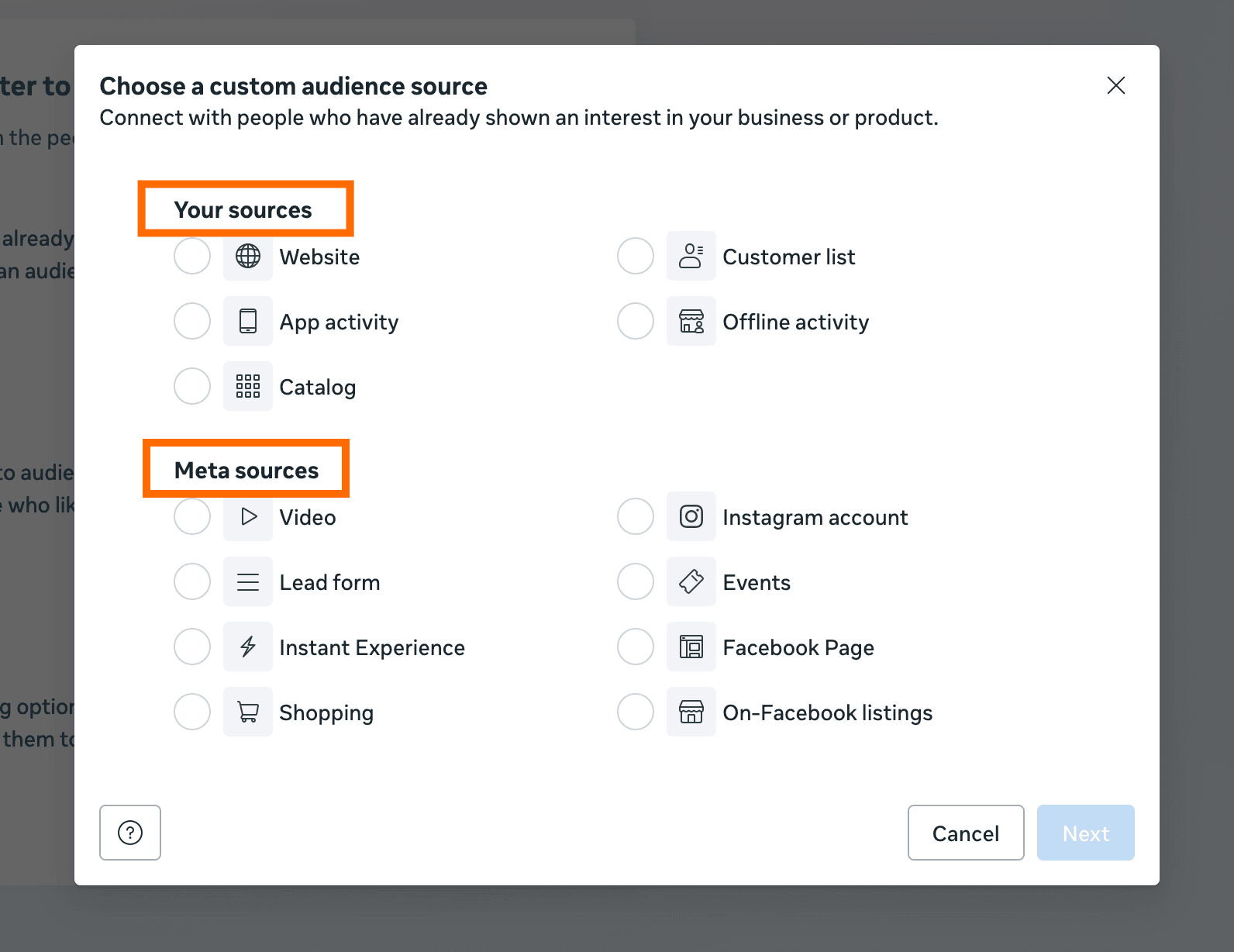 Your and Meta sources
