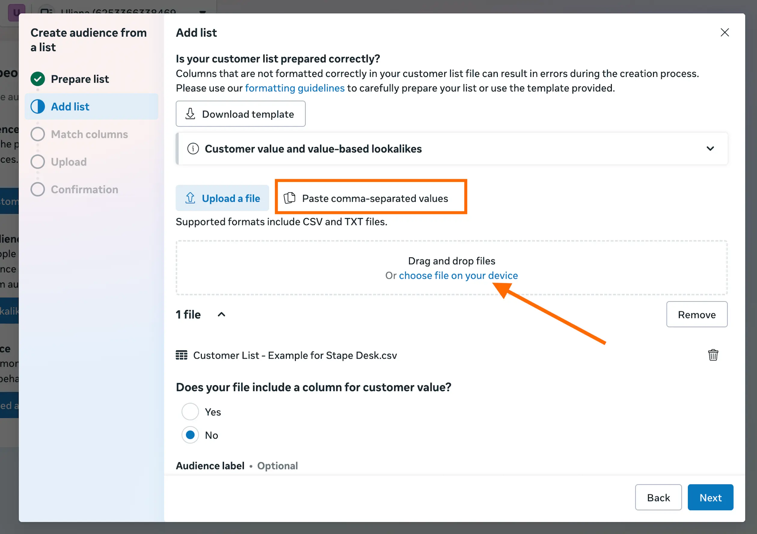 Add data for custom list