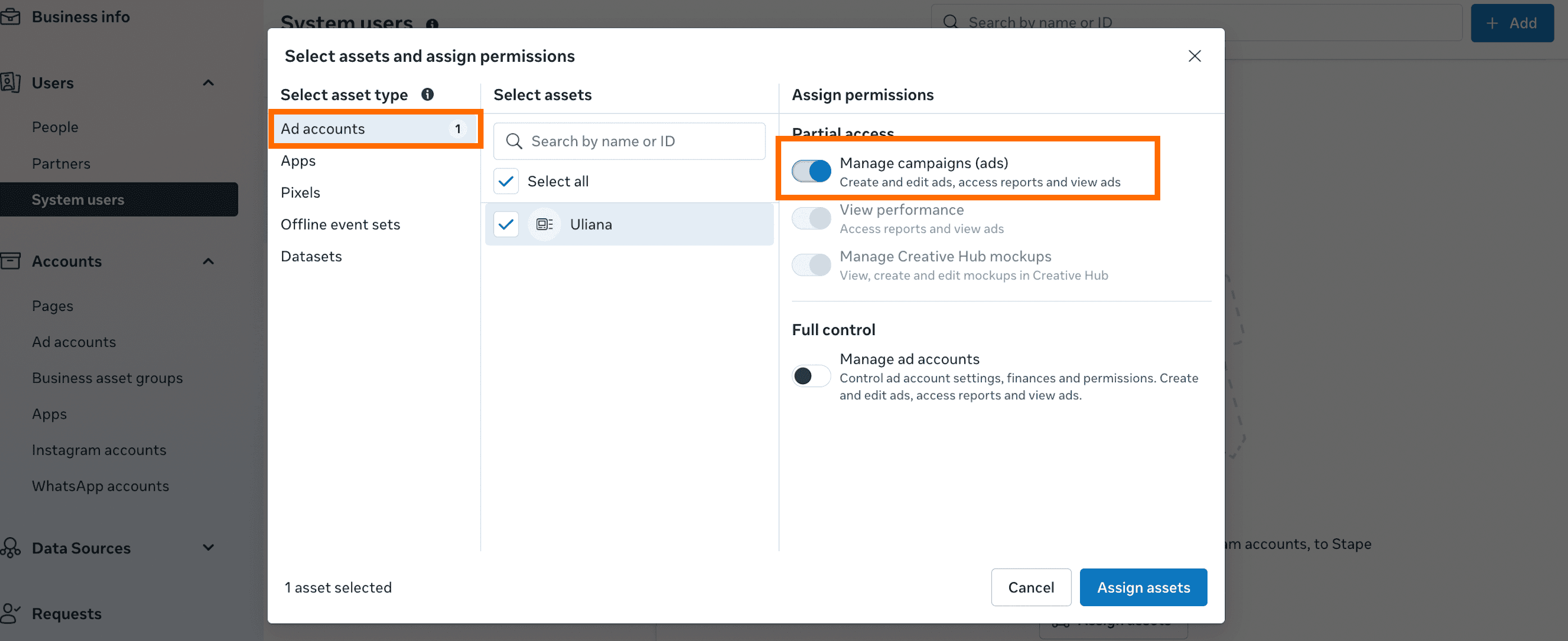 Assign the Ad Account