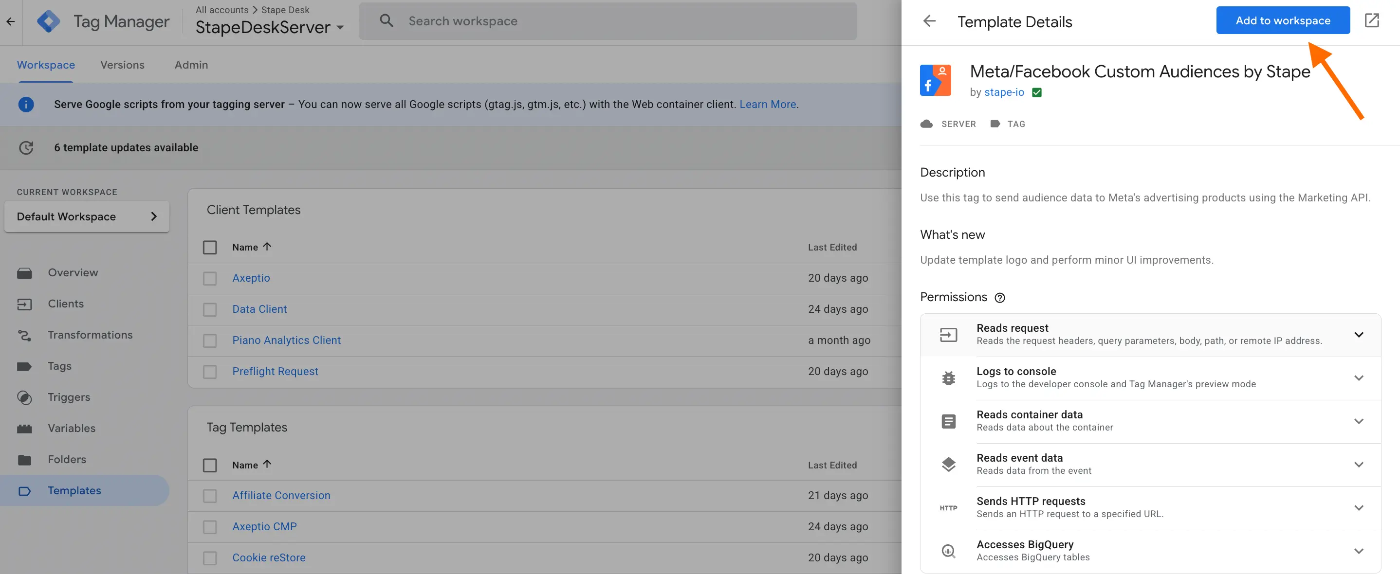 Add Meta/Facebook Custom Audiences by Stape
