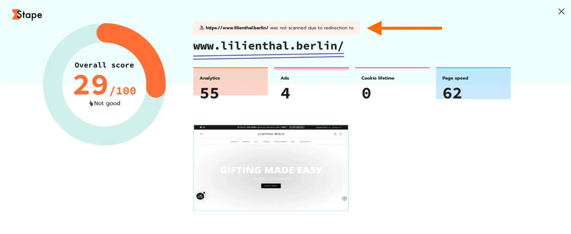Redirection notification