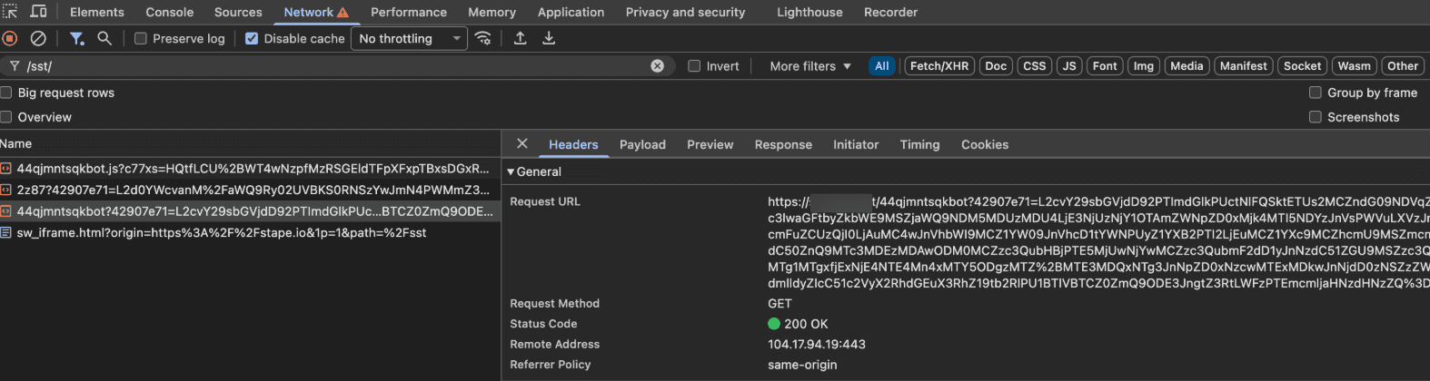 example of encrypting the GA4 request with the Enhanced protection