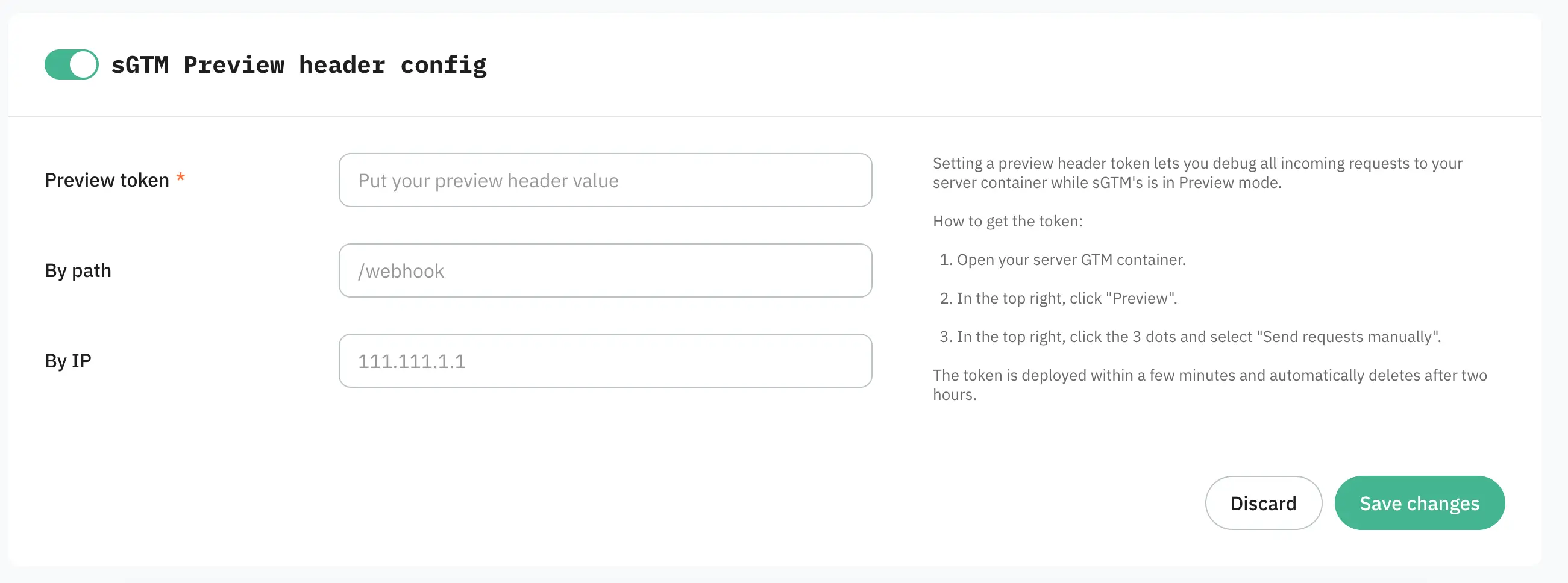 sGTM Preview Header config power-up